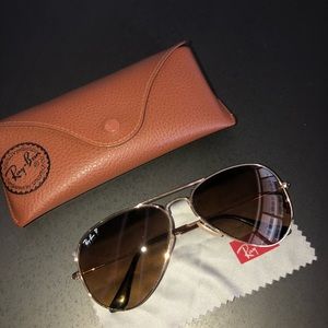 Classic Ray Ban Aviator Brown + Gold